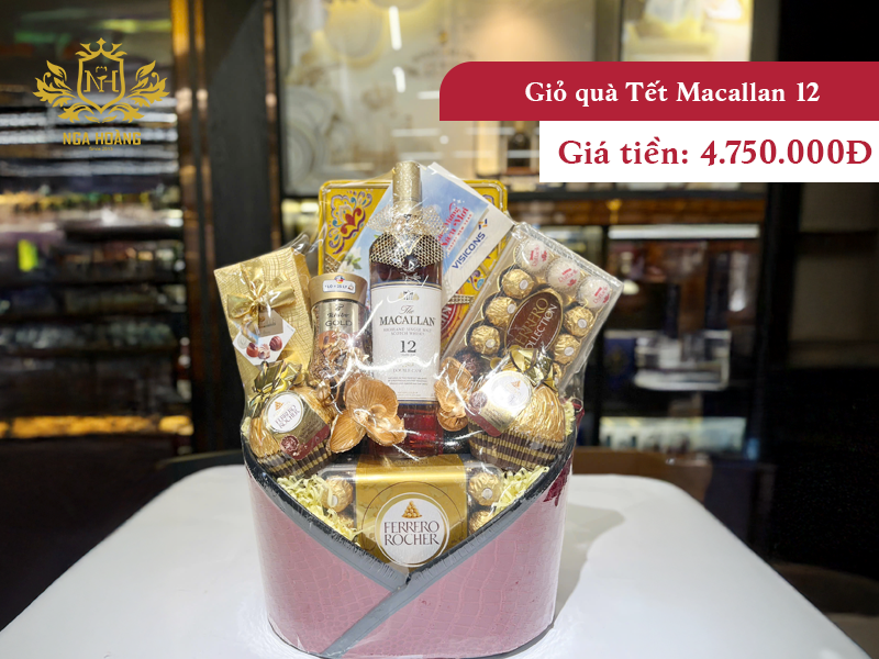 Giỏ quà rượu Macallan 12 Double Cask - Set rượu biếu Tết tinh tế & chuẩn gu whisky