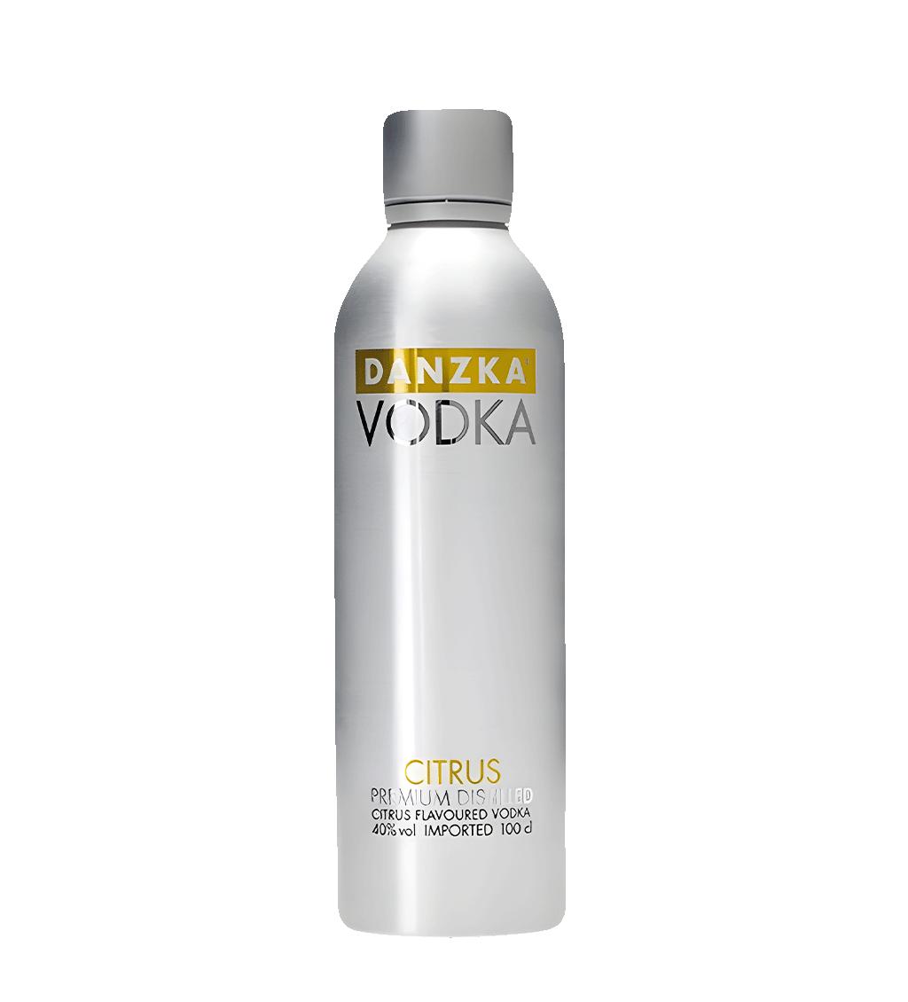 Rượu Vodka Danzka Citrus 1000ml chính hãng nhập khẩu từ Đan Mạch, hương cam chanh tươi mát, vodka cao cấp với thiết kế chai nhôm biểu tượng của DANZKA, phân phối bởi Rượu Nga Hoàng.