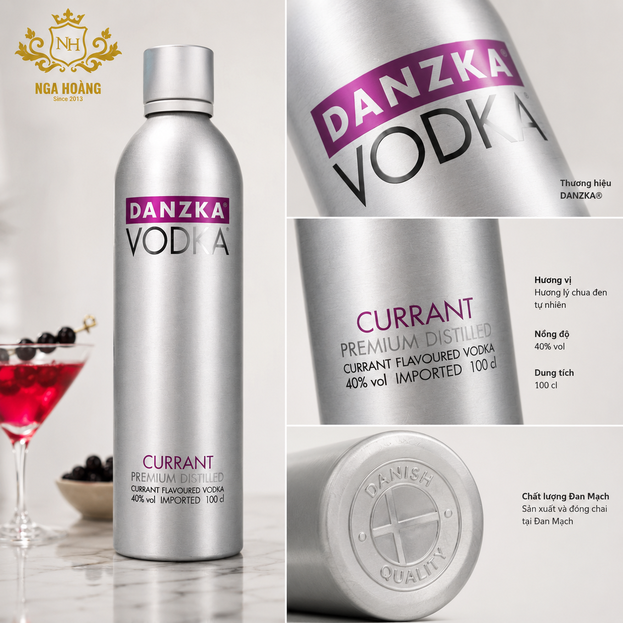 Rượu Vodka Danzka Currant 1000ml Chính Hãng | Vodka Lý Chua Đen Đan Mạch Cao Cấp - Ảnh 4